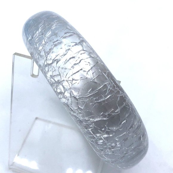 Vintage Lucite Bangle Wide Chunky Dome Asymetrical Bangle Bracelet - Picture 2 of 10